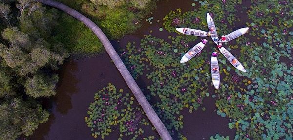 Cảnh sắc ở làng nổi Tân Lập khiến ai đến cũng không muốn rời chân